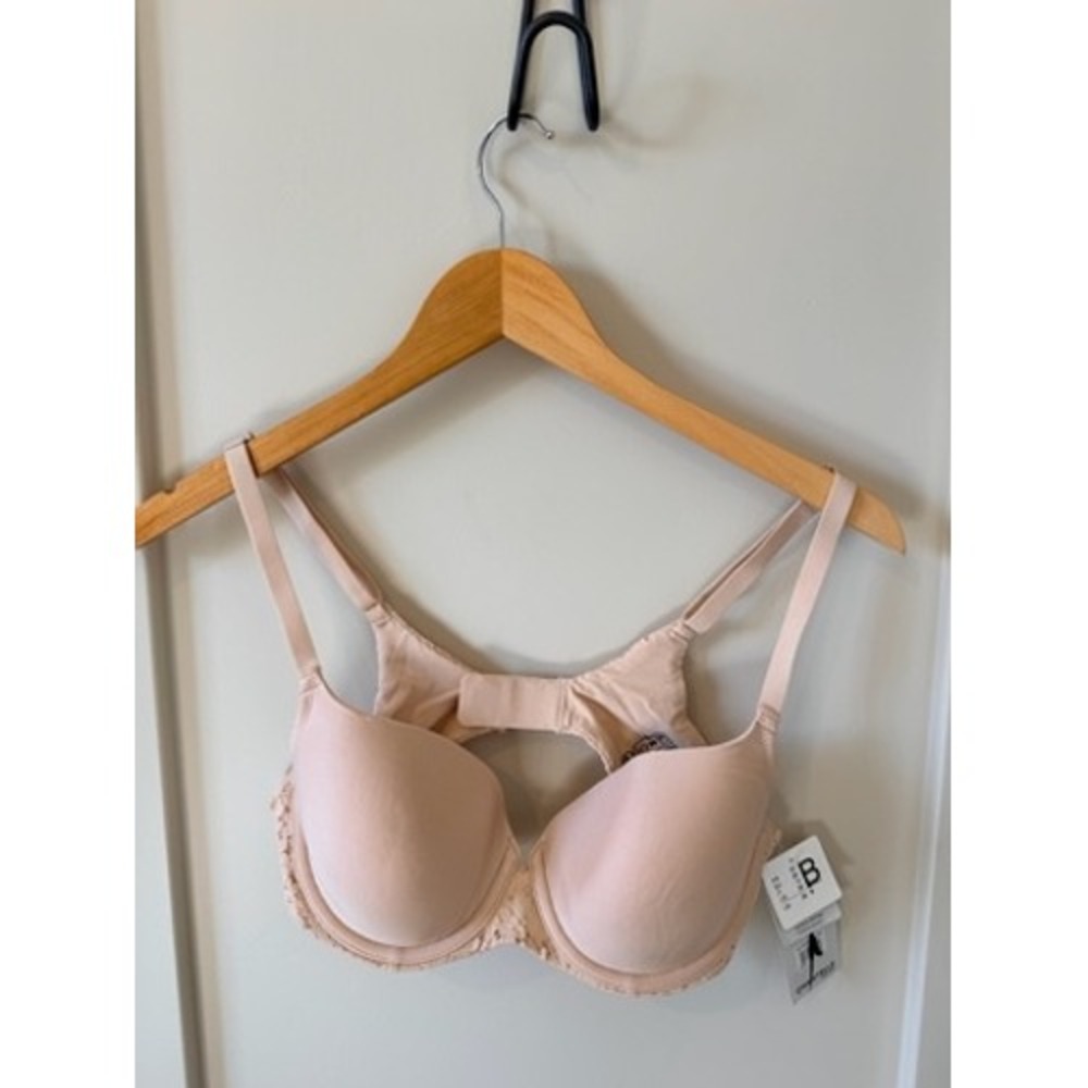 Chantelle Festivite Lace T-Shirt Bra Nude Blush Underwire 32D 3606 NEW